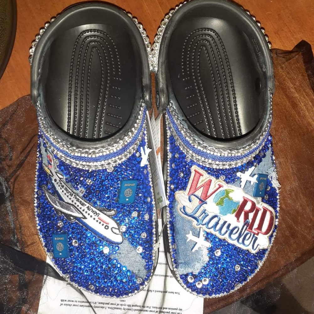 Size 9 Customized Rhinestone Crocs - Picture 2 of 3